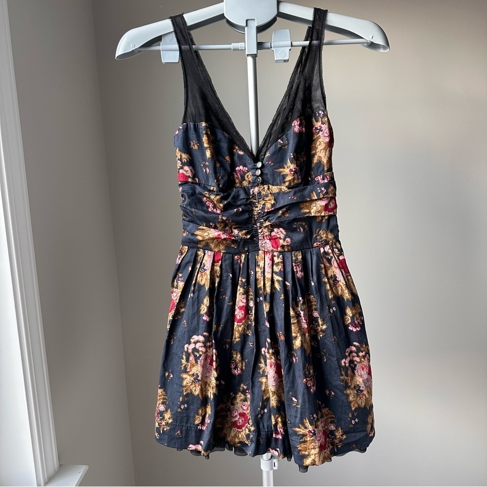 VTG Free People Cabbage Rose Petticoat Mini Dress 2 | Y2K Whimsygoth Boho Grunge